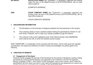 Website Ownership Contract Template Website Design Agreement Template Sample form