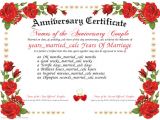 Wedding Anniversary Certificate Template Anniversary Certificate