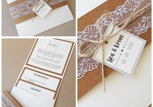Wedding Card and Gift Box Vintage Pocketfoldkarte Mit Spitze Und Kraftpapier