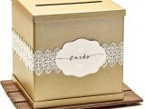 Wedding Card Box with Lock Hayley Cherie Gold Gift Card Box with White Lace and Cards Label Gold Textured Finish Large Size 10 X 10 Perfect for Weddings Baby Showers