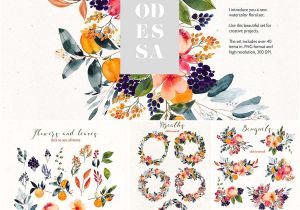 Wedding Card Clipart Free Download Odessa Floral Watercolor Clipart Floral Wreath Watercolor