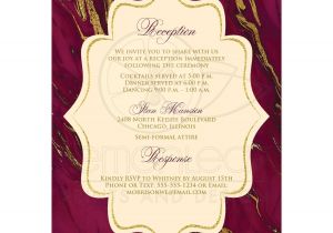 Wedding Card Designs and Price Dramatic Burgundy Cream with Simulated Gold Marble Wedding Invitation Monogrammed