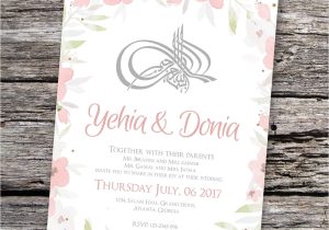 Wedding Card format In English Muslim Floral Wedding Invitations Custom Invitation Arabic