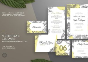 Wedding Card Name Sticker format Word Tropical Leaves Wedding Invitation Creative Wedding
