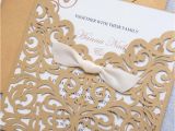 Wedding Card Quotes In Tamil Elegant Brown Laser Cut Ribbon Bow Wedding Invitation