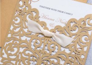 Wedding Card Quotes In Tamil Elegant Brown Laser Cut Ribbon Bow Wedding Invitation