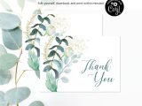 Wedding Card Thank You Messages Editable File Greenery Thank You Card Green Foliage Bridal