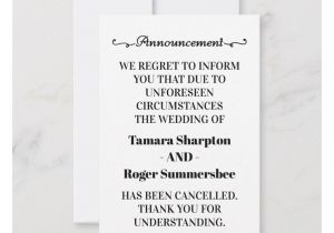 Wedding Card Thank You Sayings Wedding Announcement Cancellation Cards Zazzle Com with
