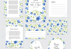 Wedding Card Thank You Template Vector Gentle Wedding Cards Template with Flower Design Invitation