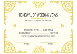 Wedding Ceremony Certificate Template Free Printable Hand Drawn Gold Certificate Of Vow Renewal