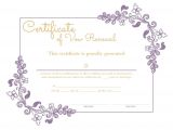 Wedding Ceremony Certificate Template Free Printable Purple Floral Certificate Of Vow Renewal