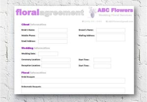 Wedding Flower Contract Template Florist Bridal Wedding Agreement Floral Business Contract