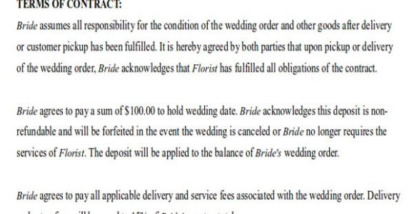 Wedding Flower Contract Template Sample Wedding Contract Agreements 9 Examples In Word Pdf