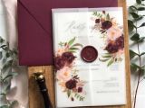 Wedding Invitation Card Flower Design Marsala Floral Translucent Wedding Invitation Love Of