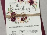 Wedding Invitation Card Flower Design Marsala Wedding Invitation Printable Suite Burgundy Pink