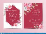 Wedding Invitation Card Red Background Design Elegant Floral Wedding Invitation Template Set Red