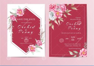 Wedding Invitation Card Red Background Design Elegant Floral Wedding Invitation Template Set Red