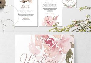 Wedding Invitation Card with Name Editing Blush Floral Pink Wedding Invitation Template Diy Instant