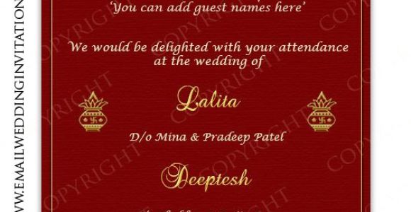 Wedding Invitation Email Template Indian Single Page Email Wedding Invitation Diy Template Indian