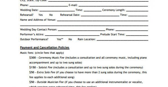 Wedding Musician Contract Template Sample Music Contract Template 22 Free Documents In Pdf