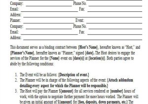 Wedding Planner Contract Template 15 event Contract Templates Sample Example format