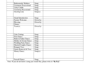 Wedding Processional order Template Outline for formal Wedding Itinerary Wedding Dj