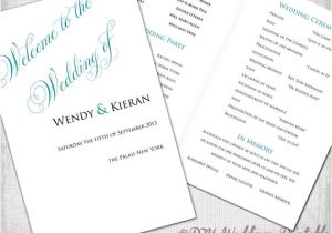 Wedding Processional order Template Wedding Program Template Teal Diy Printable order Of Ceremony