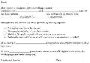 Wedding Reception Contract Template Wedding Contract Template Contracts Questionnaires In