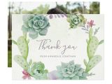 Wedding Thank You Card Zazzle Watercolor Desert Cactus Succulents Wedding Thanks Thank You