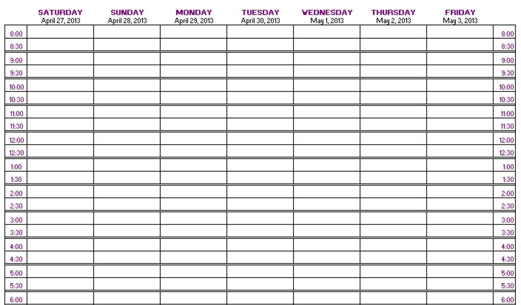 Weekly Appointment Calendar Template Free Printable Appointment ...