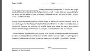 Weight Loss Contract Template Weight Loss Contract with Myself 17 Day Diet