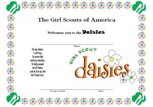 Welcome Certificate Template Girl Scout Daisy Welcome Certificate Daisy Girl Scouts