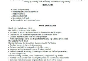 Welder Resume Sample 1 Tig Welder Resume Templates Try them now Myperfectresume