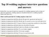 Welding Engineer Resume Pdf top 10 Welding Engineer Interview Questions and Answers