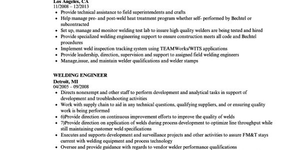 Welding Engineer Resume Welding Engineer Resume Samples Velvet Jobs