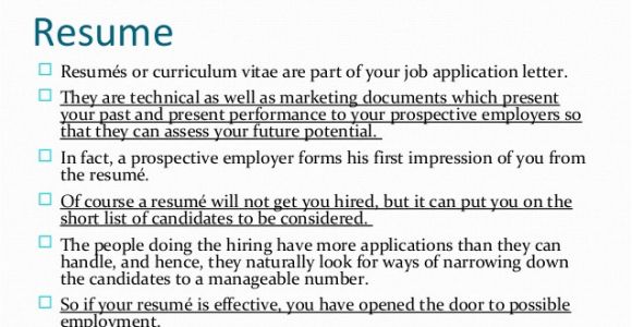 What Does Resume Mean In A Job Application Job Application Letters Resume