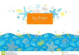 What is A Border Card Vector Seamless Border with Sea Elements Stock Vector