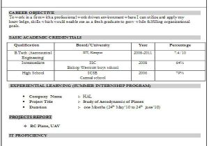 What is the format Of Resume for A Fresher 10 Fresher Resume Templates Download Pdf
