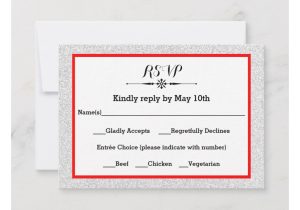 What is the Full form Of Rsvp In Marriage Card White Glitter and Red Frame Rsvp Response Card Zazzle Com