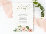 What to Include On Details Card Wedding Editable Blush Wedding Details Card Template 3 5×5 Pink
