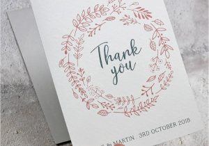 What to Put In A Thank You Card Wedding Personalised Simple Foliage Thank You Card