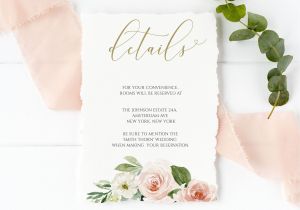 What to Put On Details Card Wedding Editable Blush Wedding Details Card Template 3 5×5 Pink