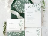 What to Put On Details Card Wedding Eucalyptus Wedding Invitation Suite Diy Watercolor Greenery