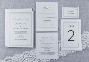What to Put On Details Card Wedding Modern Style White and Grey Invitation Printed On White