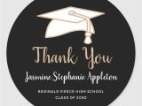 What to Say In A Graduation Thank You Card Black Gold Graduation Thank You Classic Round Sticker