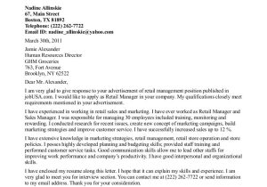 What to Write In A Cover Letter for Retail Cover Letter Example for Retail the Letter Sample