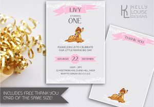 What to Write In A Thank You Card Birthday Bambi Birthday Invitation Free Thank You Card Invitation