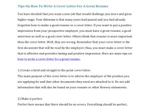 What to Write On A Cover Letter Of A Resume How to Write A Cover Letter for A Resume