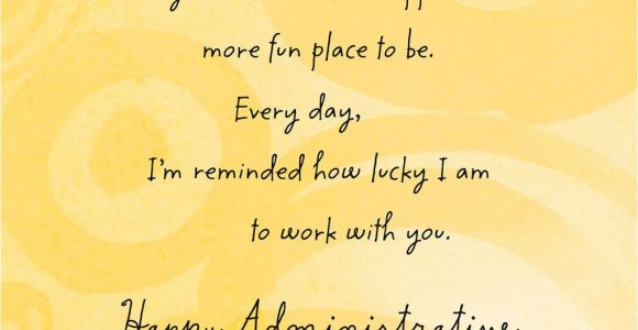 What to Write On Admin Professional Card Lucky to Work with You Administrative Professionals Day Card