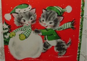 When is the Christmas Card On Hallmark Unused 2 Full Images Cats Play In Snow Snowman 40 S